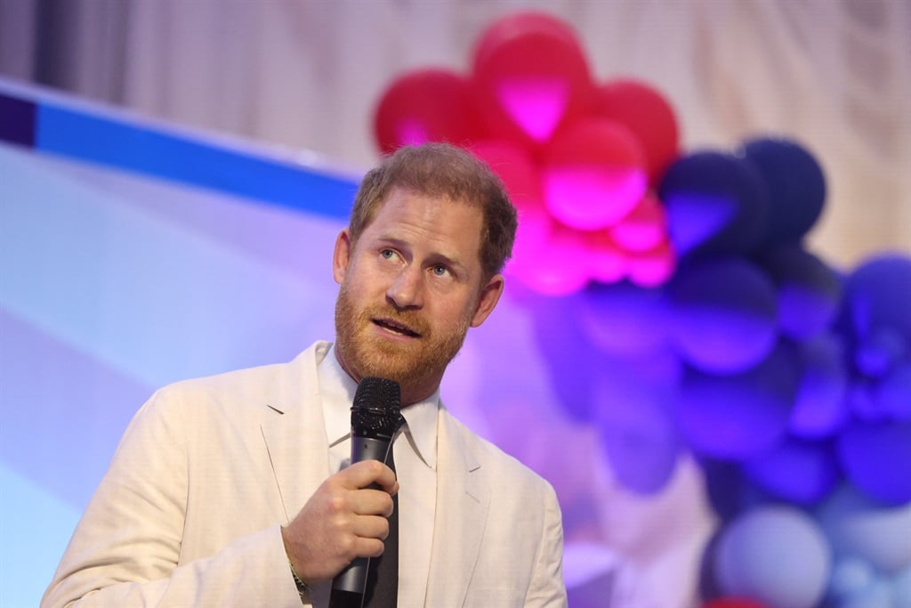 Britain's Prince Harry, Duke of Sussex, gives a sp