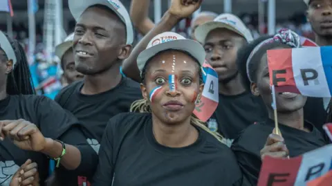 AFP Rwanda Patriotic Front (FPR) supporters gather during a kick-off rally to support Rwandan President Paul Kagame, in Musanze on June 22, 2024