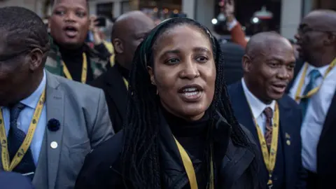 Getty Images  Duduzile Zuma-Sambudla, the daughter of Jacob Zuma and a member of Parliament and MK Party, arrives listen to South African President Cyril Ramaphosa hold his speech at the temporary Parliament in City Hall on July 18, 2024,