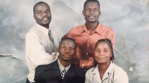 Ngosa family Ngosa brothers and their mother Samaria Maswela: Matthew (in red), Boyd (in white) and Hezron (in black)