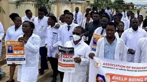 Muhammad Aminu Kabir Doctors in Katsina state - north west Nigeria - marching for their kidnapped colleague