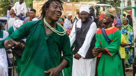 AFP A Sufi Muslim wearing green performs a traditional dance during a festival commemorating the birth of Islam's Prophet Muhammed in Gadaref, Sudan -  Wednesday 4 September 2024.