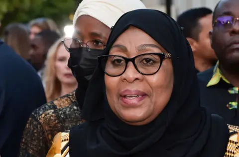 Getty Images President of Tanzania Samia Suluhu Hassan attends the Los Angeles premiere of 