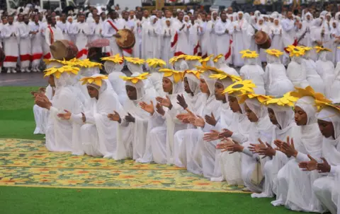 Tiksa Negeri / Reuters Ethiopian Orthodox choir members sing during the Meskel festival