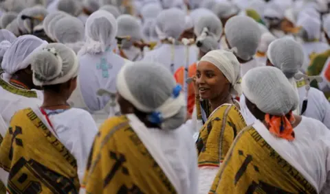 Tiksa Negeri / Reuters Ethiopian Orthodox choir members sing during the Meskel festival, a celebration to commemorate the discovery of the True Cross on which Jesus Christ was crucified, in Addis Ababa, Ethiopia, September 26, 2024