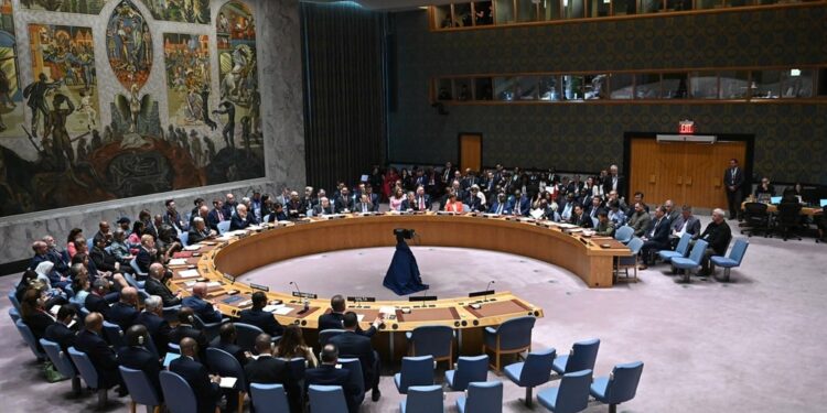 The UN Security Council meeting in September 2023. (Photo by ANGELA WEISS / AFP)