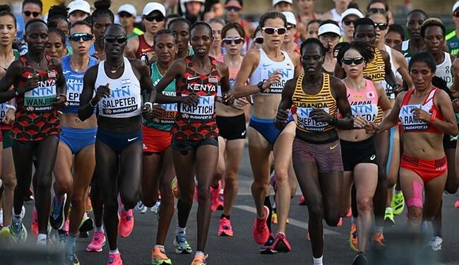 Rebecca Cheptegei took part in the Paris Olympics last month where she finished 44th in the marathon. (Ferenc Isza/AFP)