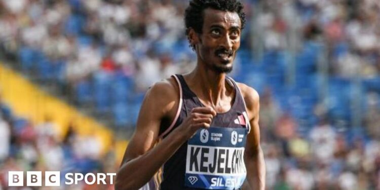 Ethiopian Yomif Kejelcha in action on the track earlier this summer