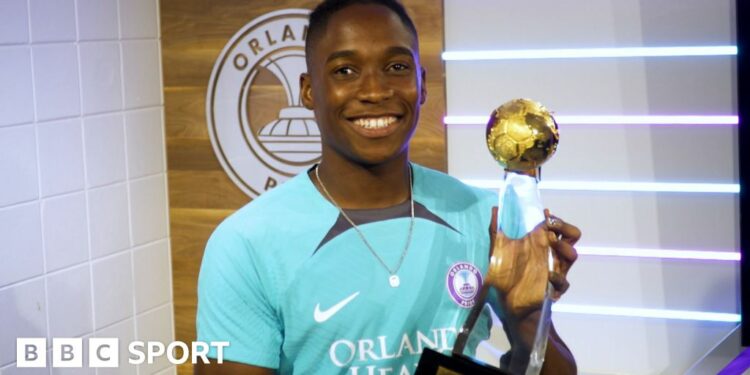 Barbra Banda with the BBC Women's Footballer of the Year award