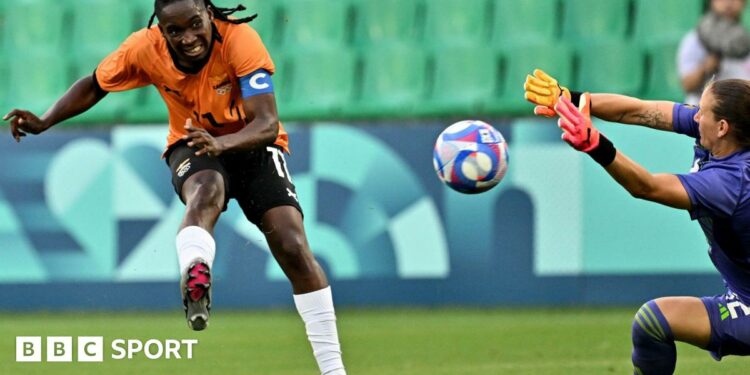 Zambia captain Barbra Banda takes a shot