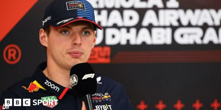 Red Bull's Max Verstappen speaking during a drivers' press conference